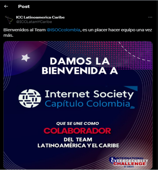 Imagen alusiva a Internet Society Capítulo Colombia colaborador del TEAM Latinoamérica y el Caribe